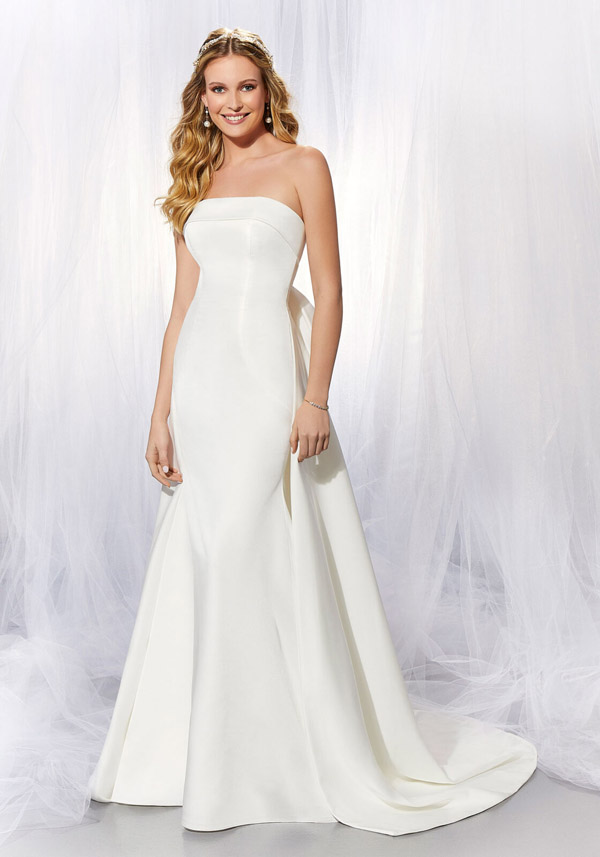 Model wears the Ava wedding gown by Morilee