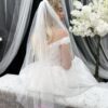 Glitter Tulle Fingertip length Veil - Image 11