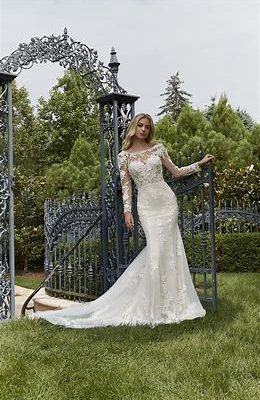 Morilee long sleeve fitted wedding dress stocked at Roberta's Bridal.