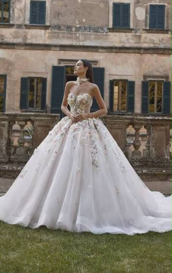 Modern colourful wedding dress