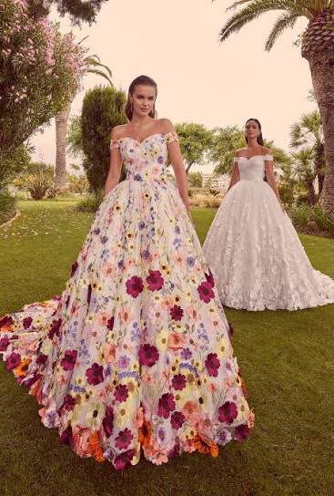 Modern soft colour wedding dress styling