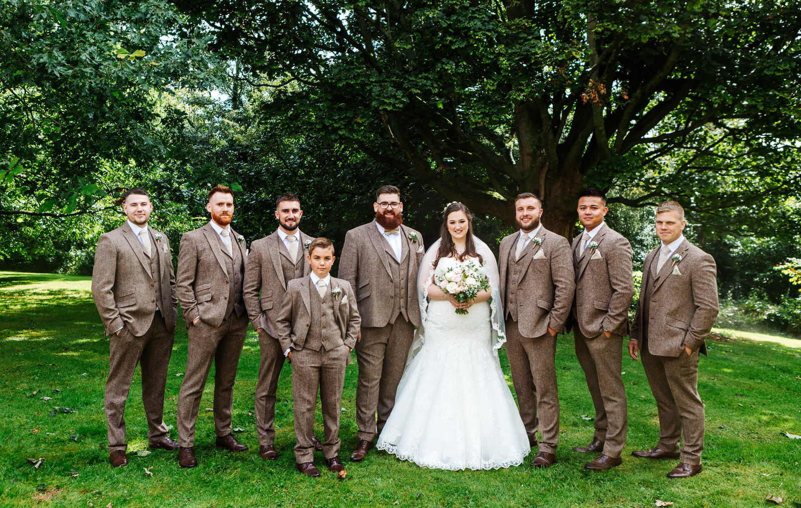 Chloe with her groom Lee and the groom's men