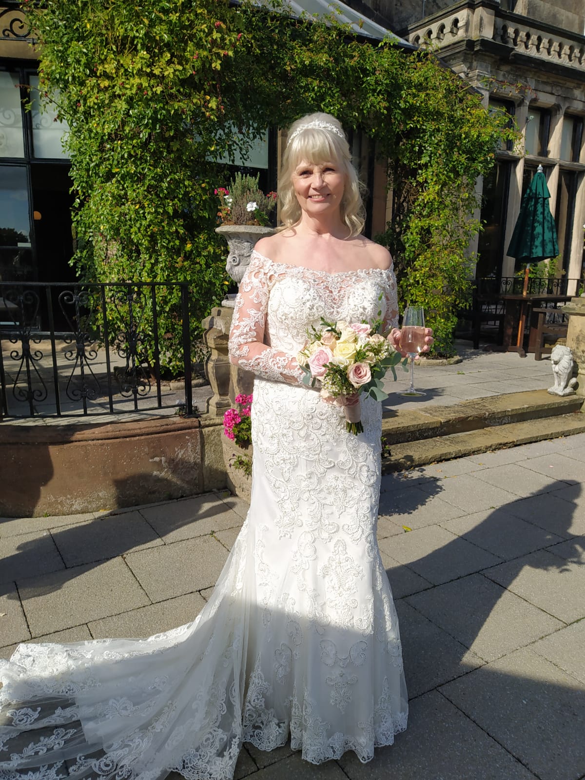 Christine in her Morilee wedding dress