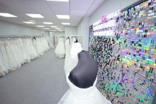 Wedding dresses on display at Roberta's Bridal in Burslem, Stoke-on-Trent