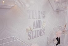 Tiara and Slides display at Roberta's Bridal in Burslem, Stoke-on-Trent